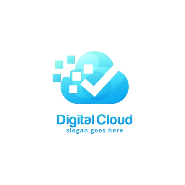 Digital cloud logo design template