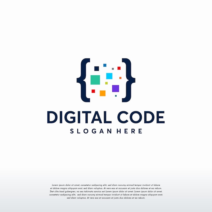 Vector digital code logo designs concept vector, pixel technology logo template