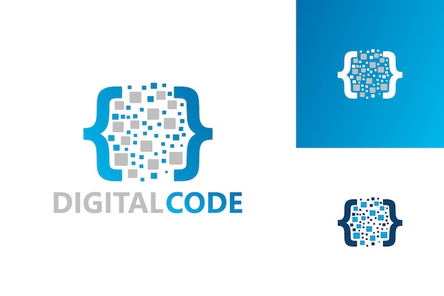 Digital code logo template design vector, emblem, design concept, creative symbol, icon