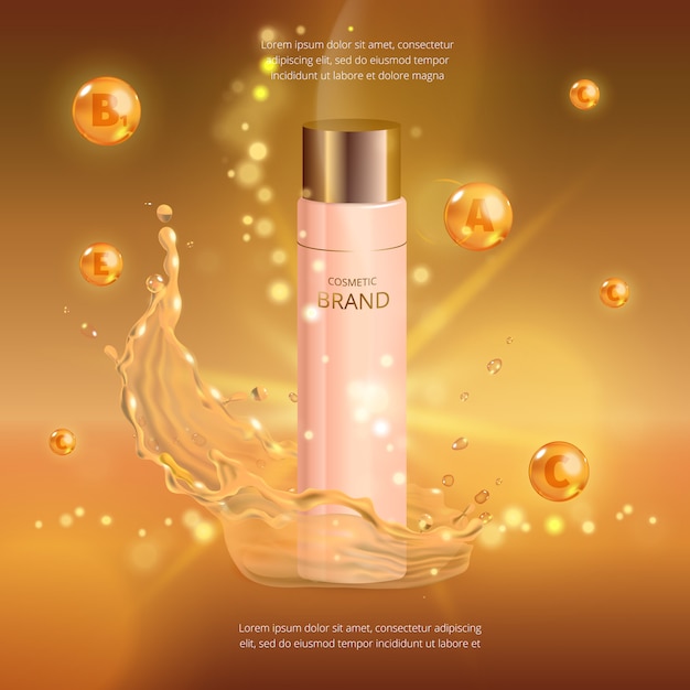 Vector digital  collagen oil essence mockup on, with your brand, ready for print ads or magazine .