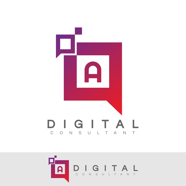 Vettore consulente digitale iniziale lettera a logo design