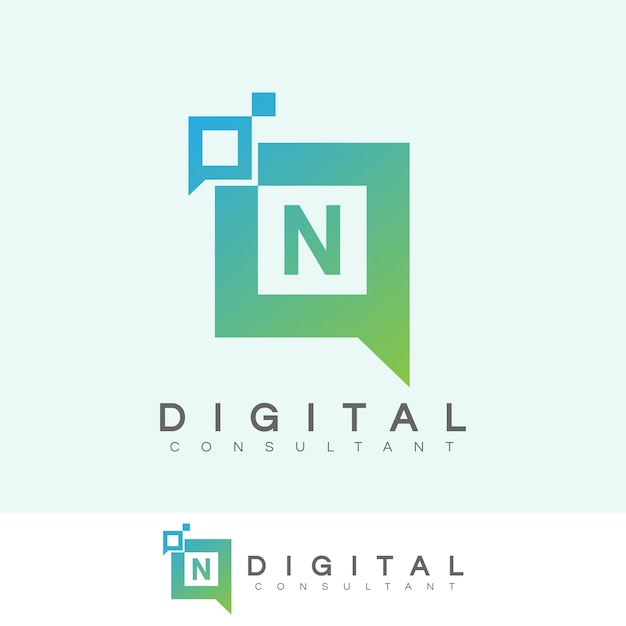 Digital consultant initial letter n logo design