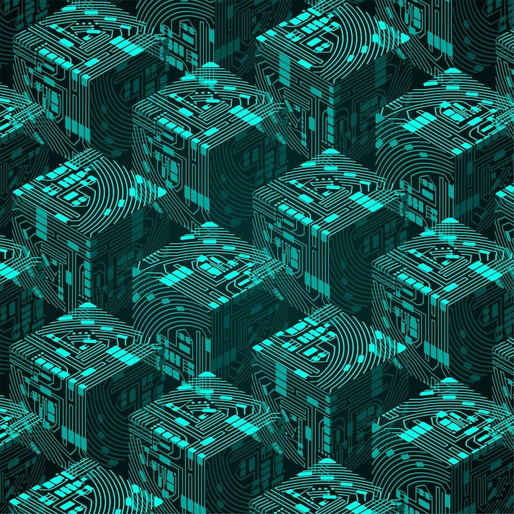 Vector digital crypto chain blocks background