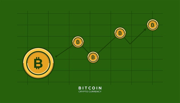 ビットコインアイコンと上向き矢印ベクトルとデジタル暗号通貨の成長の背景の概念