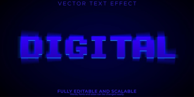 Vector digital cyber text effect editable techno and robot text style