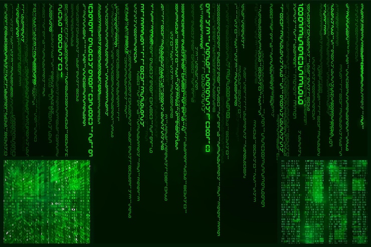Vector digital data coding encoded cyberspace matrix style background vector illustration
