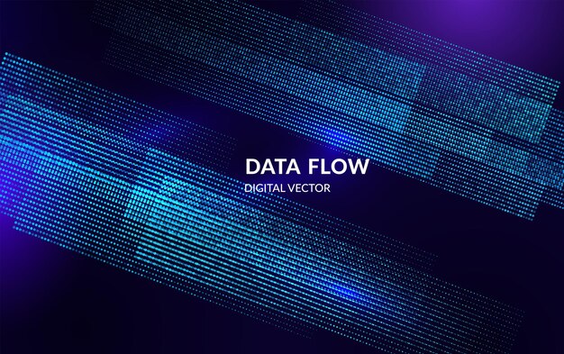 digital data flow vector background with binary pattern and global data stream technology concept for analytics and information systems