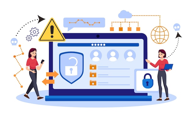 Vettore vettore di progettazione per la protezione dei dati digitali sfondo dell'illustrazione della sicurezza informatica concetto di sicurezza della rete di cloud computing