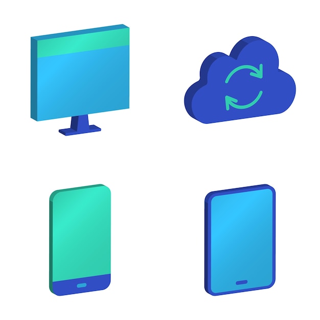 Digital devices isometric icon set