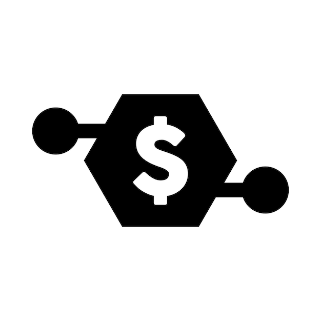 Simbolo di valuta vettoriale dell'icona del segno del dollaro digitale per le transazioni digitali per asset e portafoglio