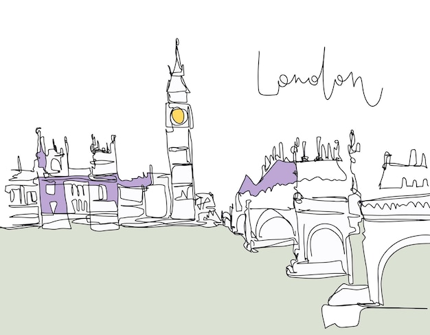 Digital drawing of london bridge on river