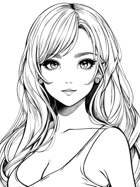 digital drawing sketch art of beautiful young woman illustration vector