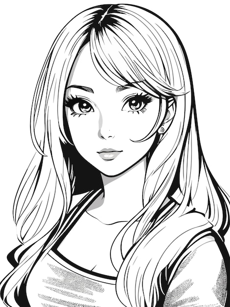 digital drawing sketch art of beautiful young woman illustration vector