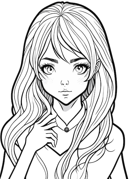 digital drawing sketch art of beautiful young woman illustration vector