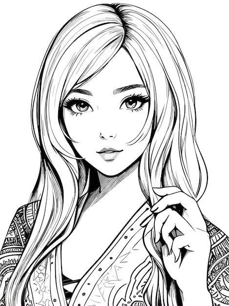 Premium Vector | Digital drawing sketch art of beautiful young woman ...