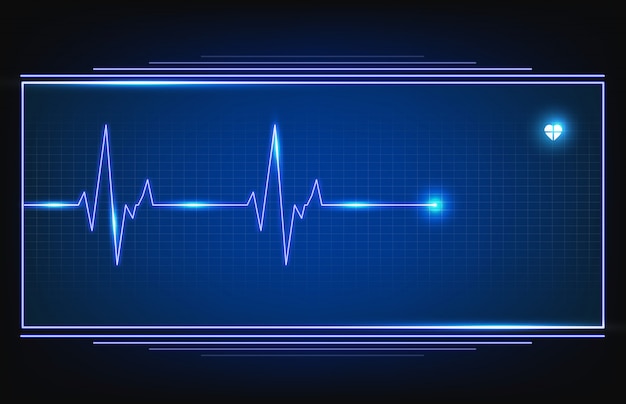 Hud가있는 디지털 Ecg 심박동 펄스 라인 웨이브 모니터