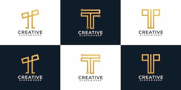 Digital elegant modern letter t logo design collection