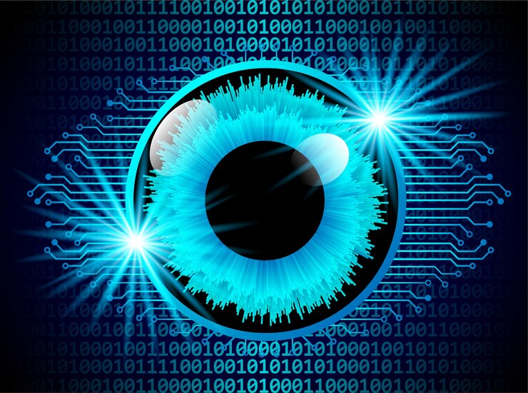Vector digital eye security scanning concept