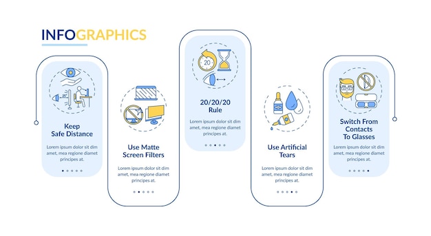 Digital eyestrain prevention tips infographic template