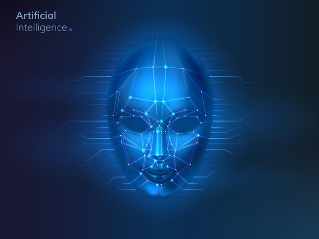 Digital face recognition concept.