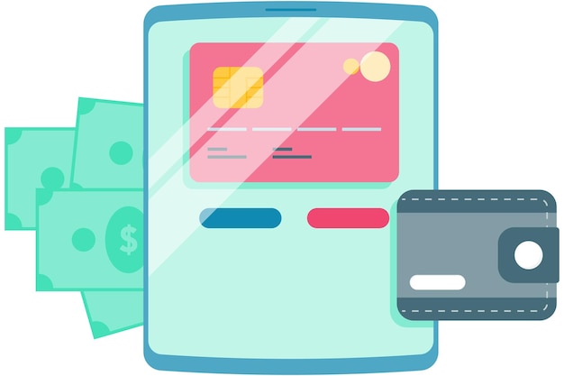 Vettore applicazioni finanziarie digitali e carte di debito online