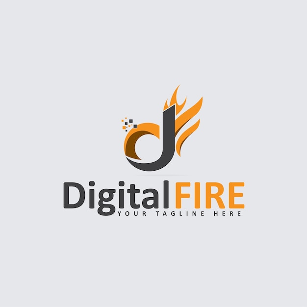 Шаблон логотипа digital fire