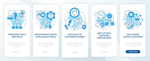 Digital first strategy blue onboarding mobile app screen