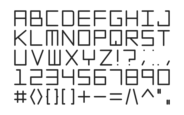 あなたのデザインとアイデアのためのデジタルフォント英語のアルファベット