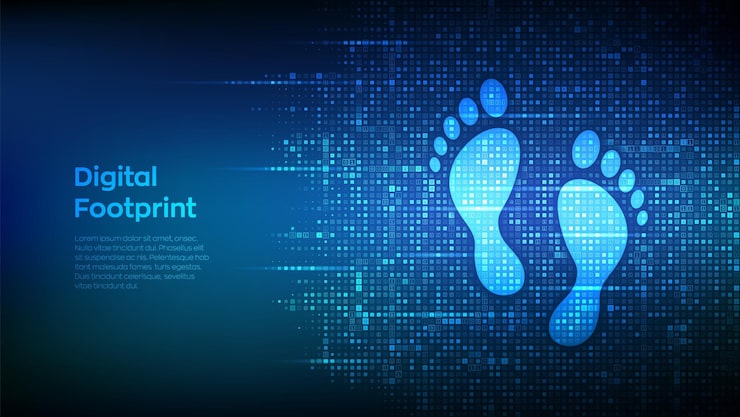 Vector 이진 코드로 만든 디지털 발자국 배경 디지털 서명 컴퓨터 id 생체 정보 보호 개인 웹 트랙 숫자 10 벡터 일러스트와 함께 매트릭스 배경