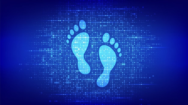 Digital footprint background made with binary code Digital Signature Computer identity Biometric information protection Personal web track Matrix background with digits 10 Vector Illustration