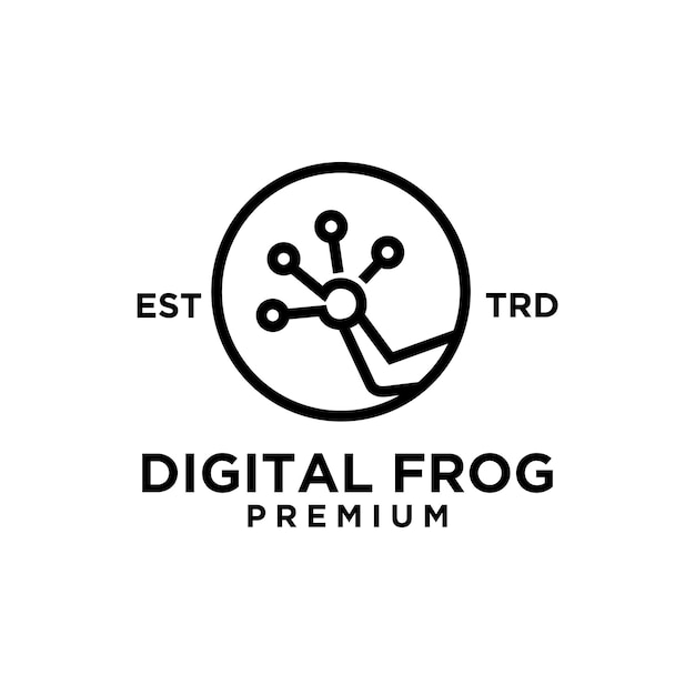 Digital frog vector line logo