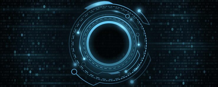 Vector digital futuristic hud gui ui with binary code. sci fi user interface. virtual modern graphic. technology background. dashboard display. vector illustration