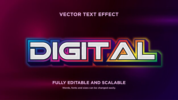 Digital Futuristic Rainbow Night Vector Text Effect