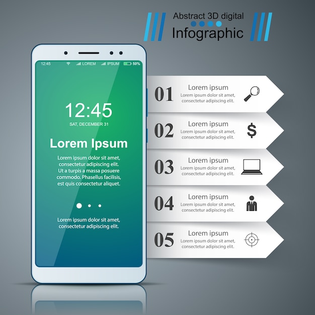 Gadget digitale, icona tablet smartphone. infografica di affari