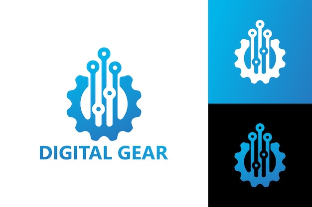 Digital gear logo template premium vector