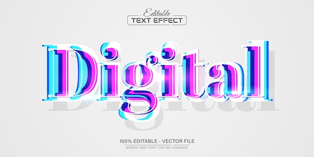 Vector digital glitch style text effect editable