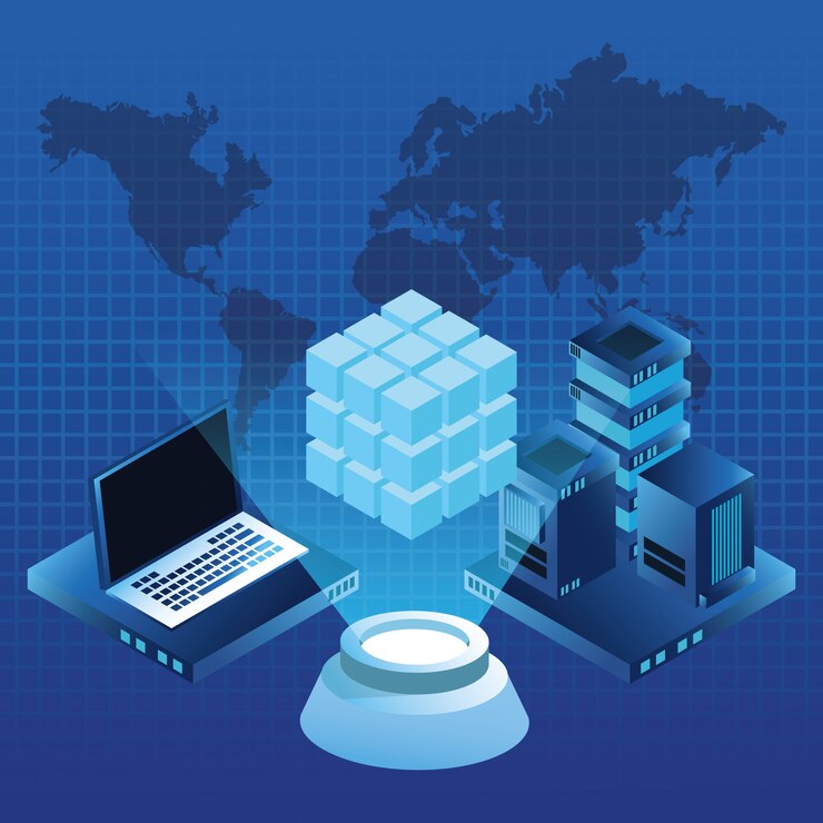 Vector digital global technology blue concept