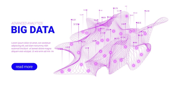 Vector digital graphic background big data flow visualization