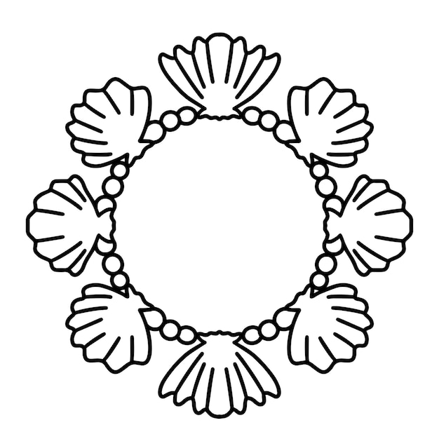 Digital graphic illustration of shells wreath