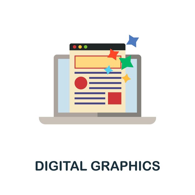 Digital Graphics flat icon Colored sign from design thinking collection Creative Digital Graphics icon illustration for web design infographics and more