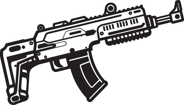 Digital Gunner Cyber Weapon Emblem Mech Firestorm Zwarte Vector Grafiek