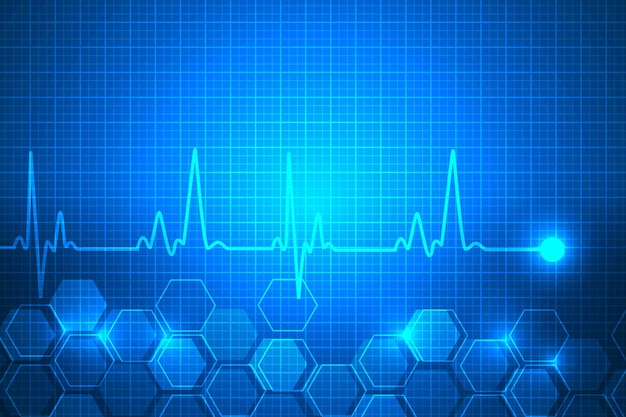 Vector digital heartbeat pulse lines wave abstract background.