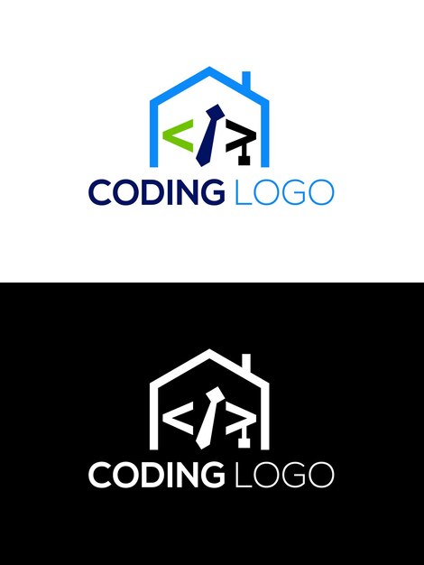 Vector digital house coding logo design template