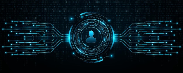 digital hud circle with glowing circuit board for user interface futuristic dashboard with electronic elements and binary code for ui design modern tech background vector illustration