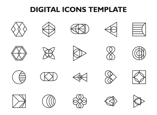 Vector digital icons template set