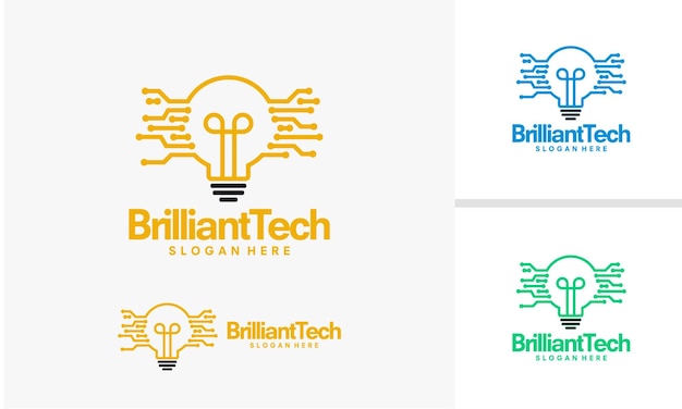 Modello di logo dell'idea digitale, illustrazione vettoriale di disegni del logo della tecnologia brillante