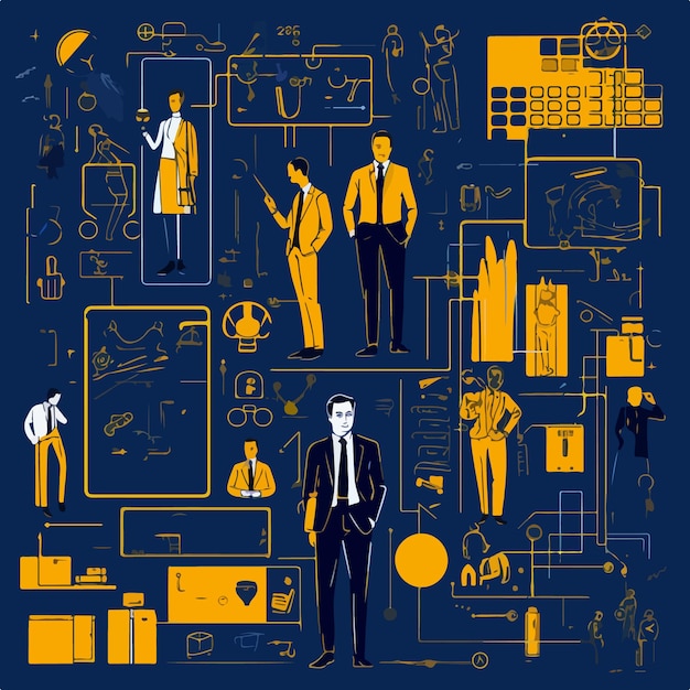 A digital illustration of businessman's and employee's images