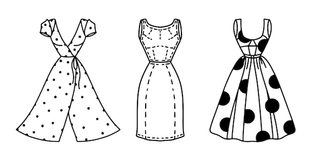 Digital illustration of new look style dresses collection