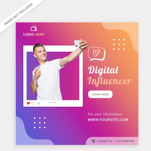 Vector digital influencer social media post template