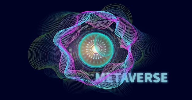 Vettore onda di informazioni digitali per il concetto di metaverse vettore di sfondo astratto